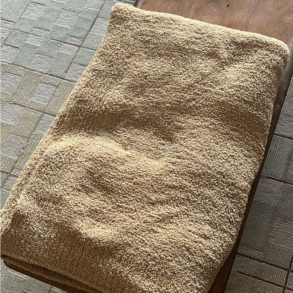 Cozy Tan Plush Throw Blanket